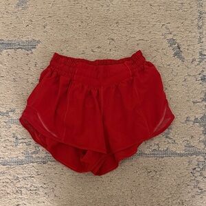 Red Lululemon shorts